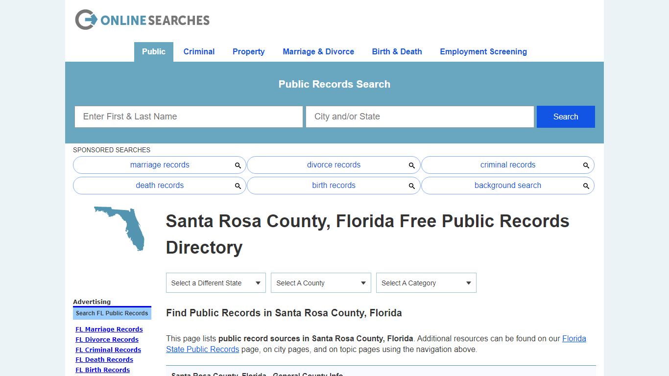 Santa Rosa County, Florida Public Records Directory